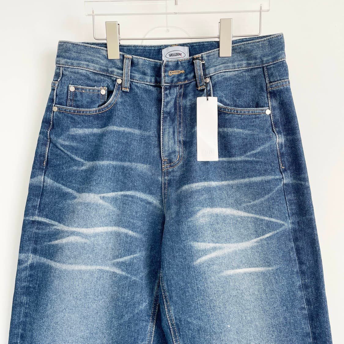 D1 WELLDONE 새상품 워싱 와이드 데님 팬츠 M사이즈 상품이미지2
