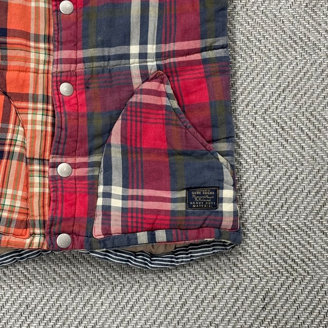 CUBE SUGAR 데님 체크 베스트 v0365 상품이미지4