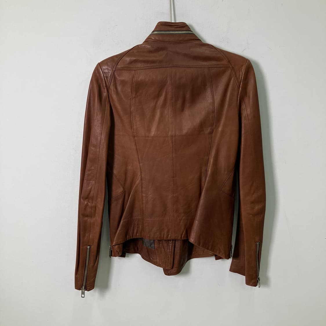 시스템 브라운 양가죽 라이더 자켓 상품이미지2