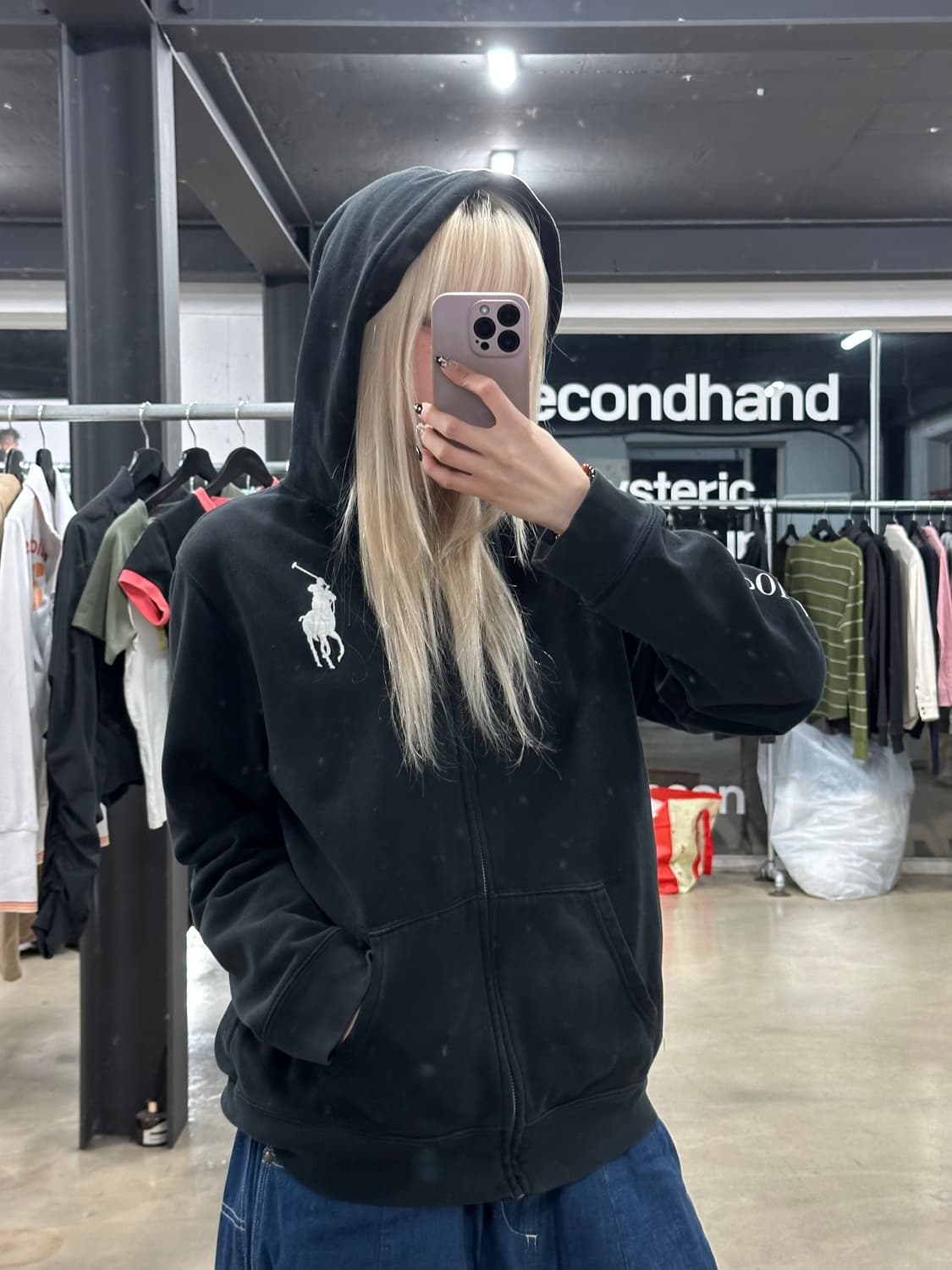  폴로 랄프로렌 빅포니 블랙 후드 집업 상품이미지1