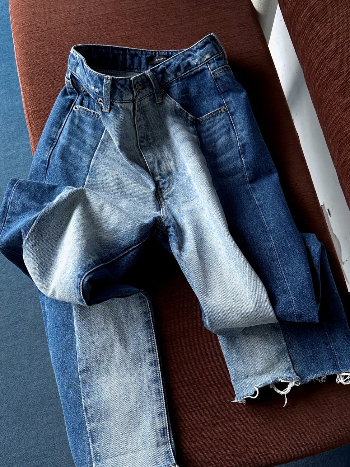 Rework design denim straight pants 상품이미지1