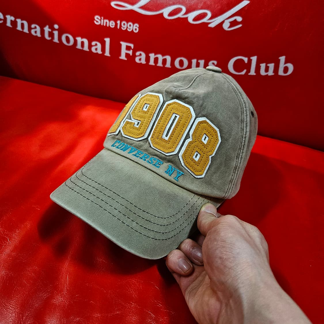 컨버스(Converse) y2k 워싱 빈티지 카키 볼캡  상품이미지2