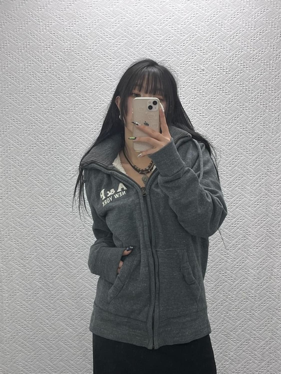 아베크롬비 울프죠 Y2K 캐주얼 양털 후드집업 L C08758 상품이미지1