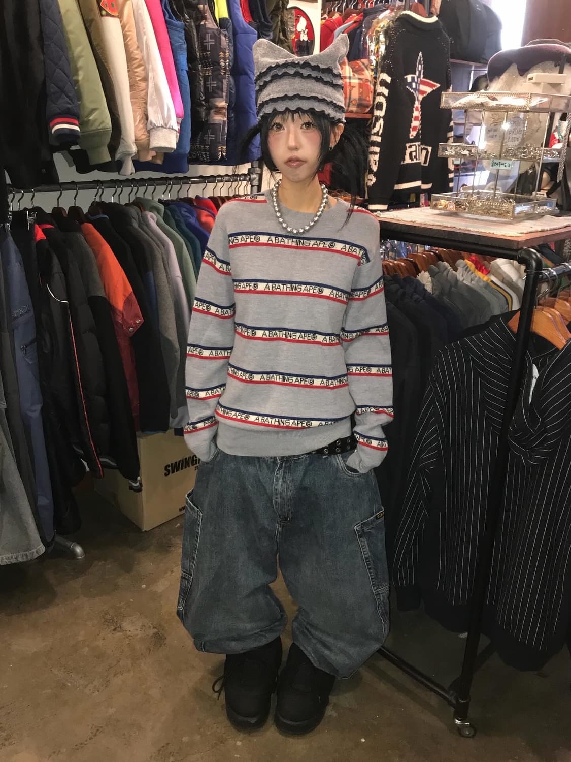 Bape Stripe Logo Knit 상품이미지2