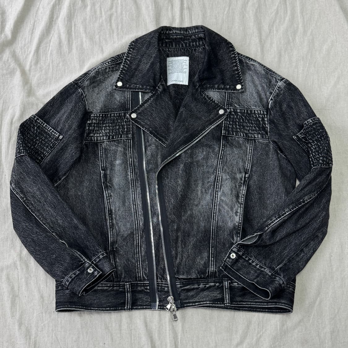 메종미네드 투웨이 흑청 데님 라이더 자켓 L 상품이미지1