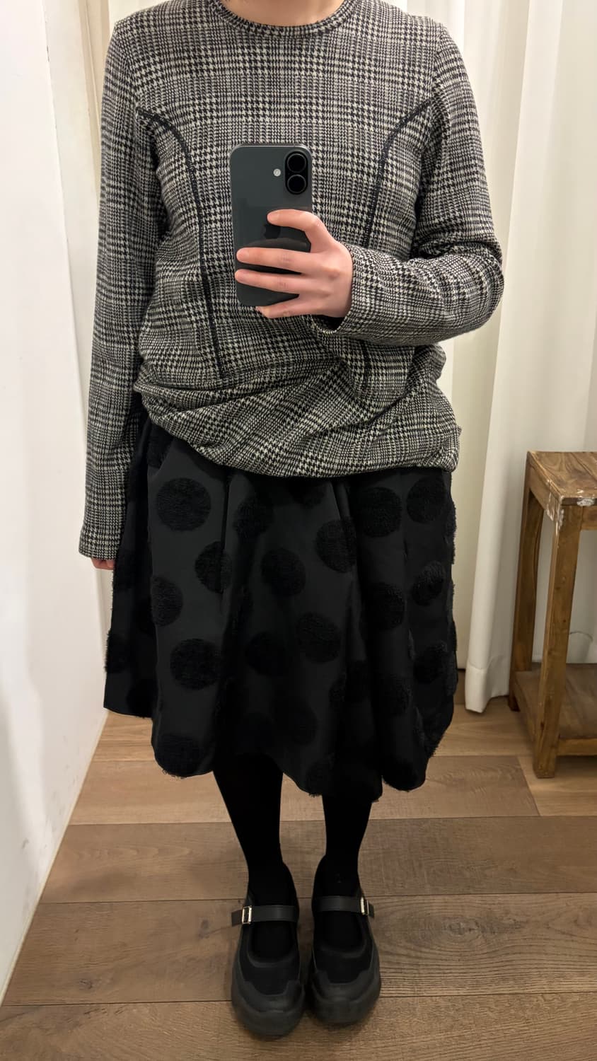 Houndtooth Shirring Transformed Blouse 상품이미지9