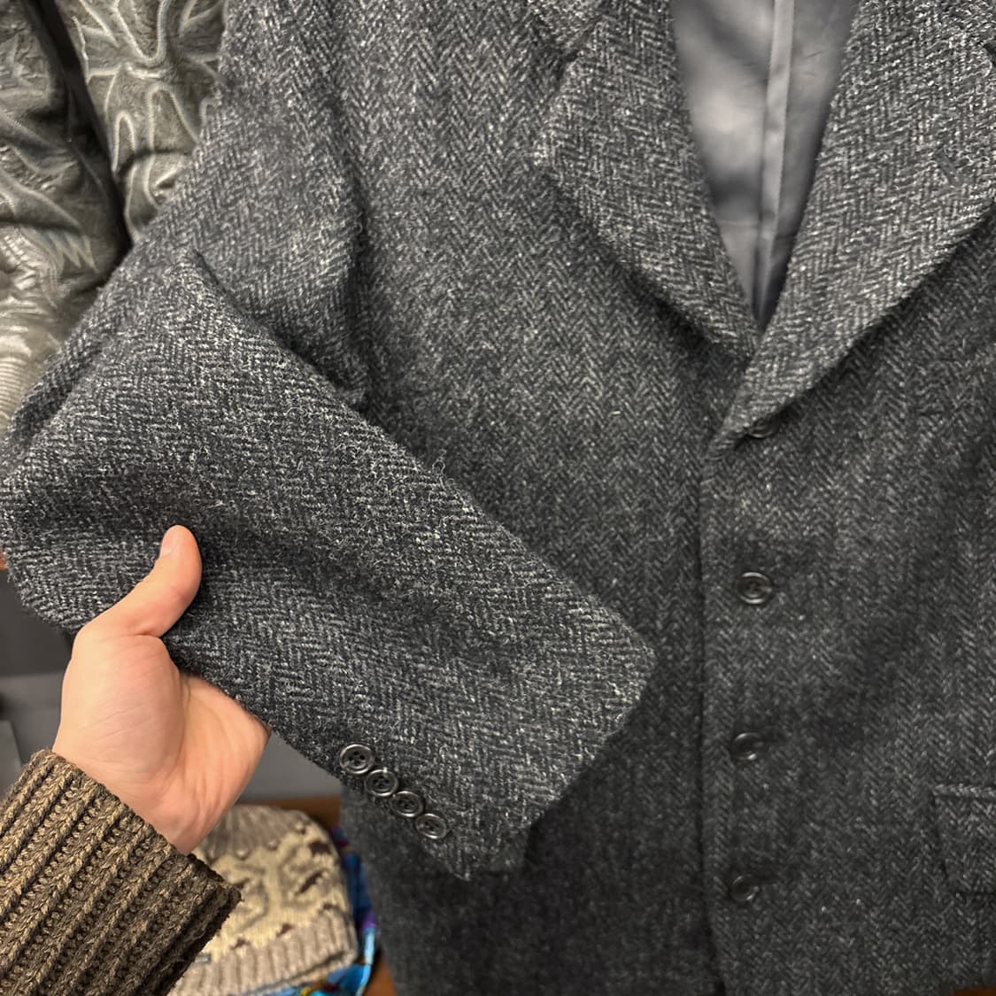빈티지 해리스트위드 4버튼 헤링본 울 블레이저 상품이미지5