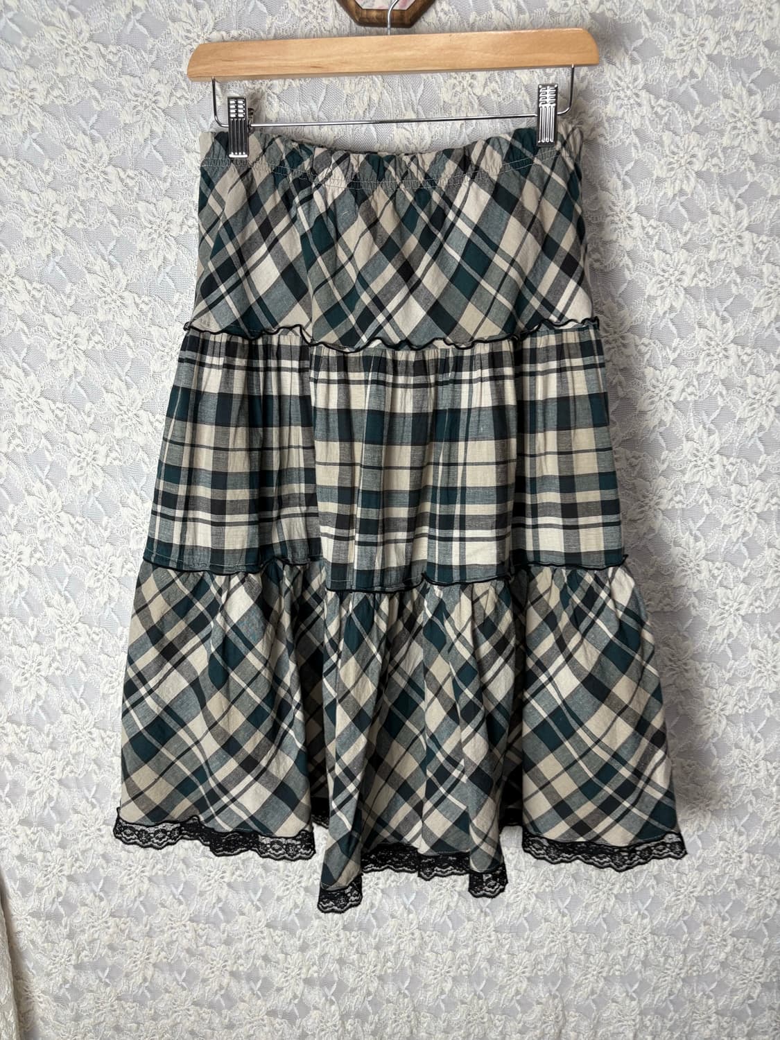 그린 체크 미디 스커트 상품이미지9