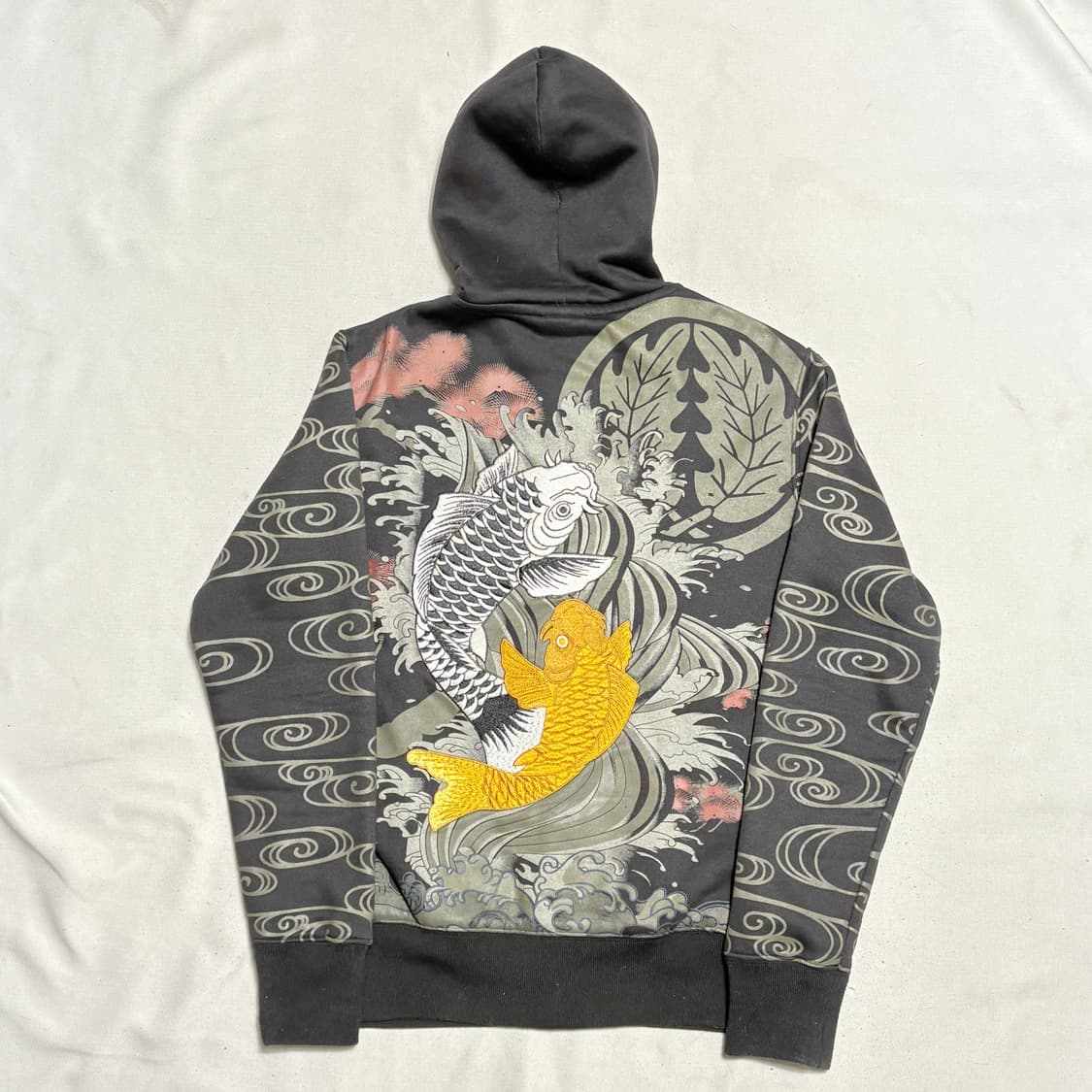 L jp빈티지 이레즈미 잉어자수 스웻코튼 후드집업 상품이미지2
