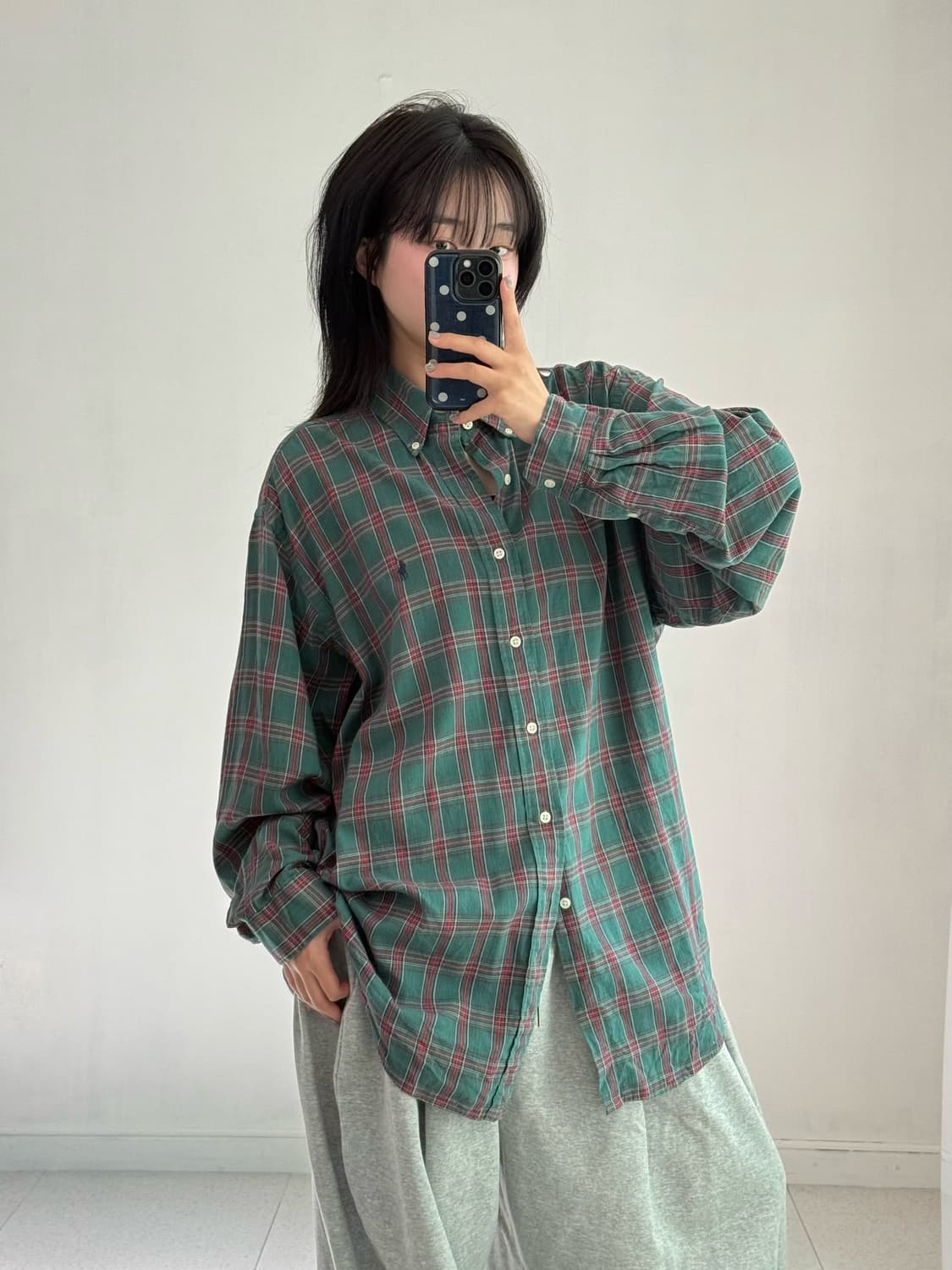 폴로 뮤트 그린 체크셔츠 상품이미지1