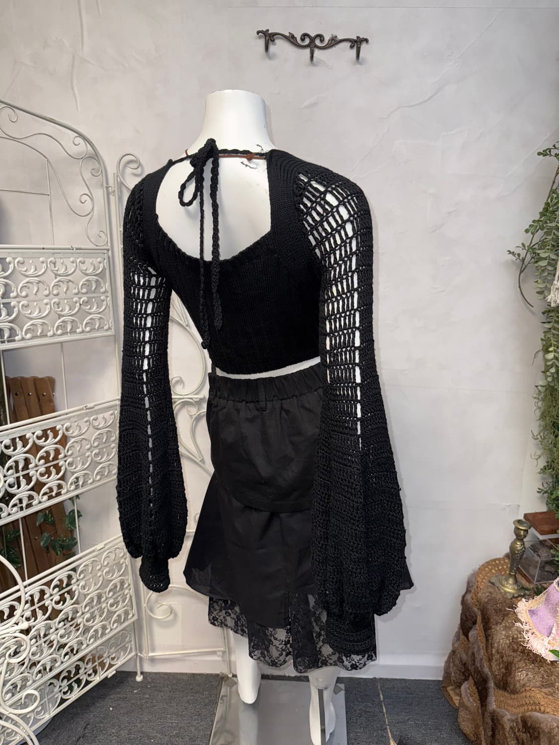 Black crop balloon bolero cardigan  상품이미지5