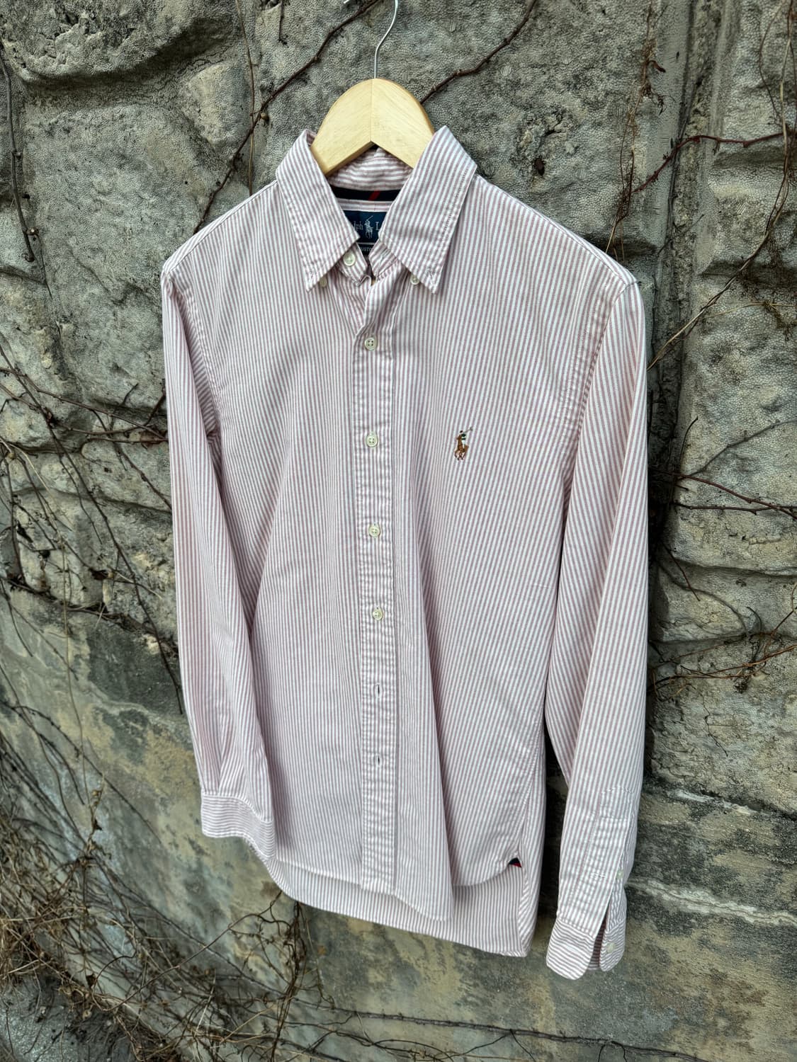 폴로 랄프로렌 빈티지 옥스포드 스트라이프 셔츠 핑크 s 상품이미지3