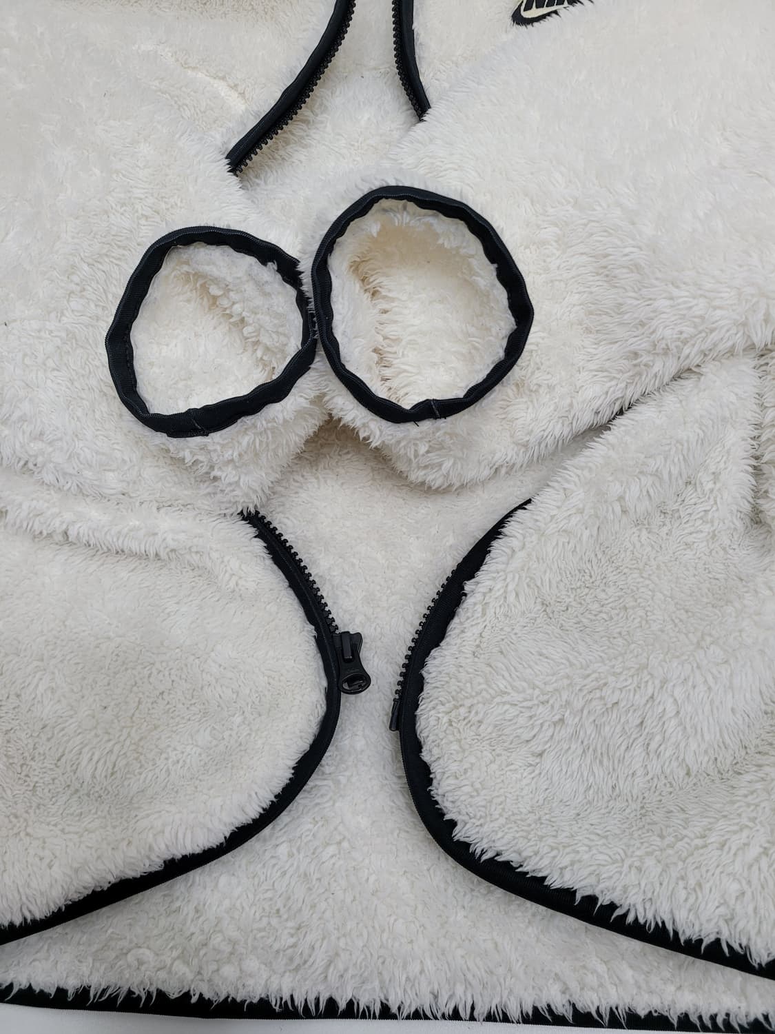 NIKE 나이키 블랙 배색 플리스 노카라 풀집 자켓 / 여 90 (L)  상품이미지6