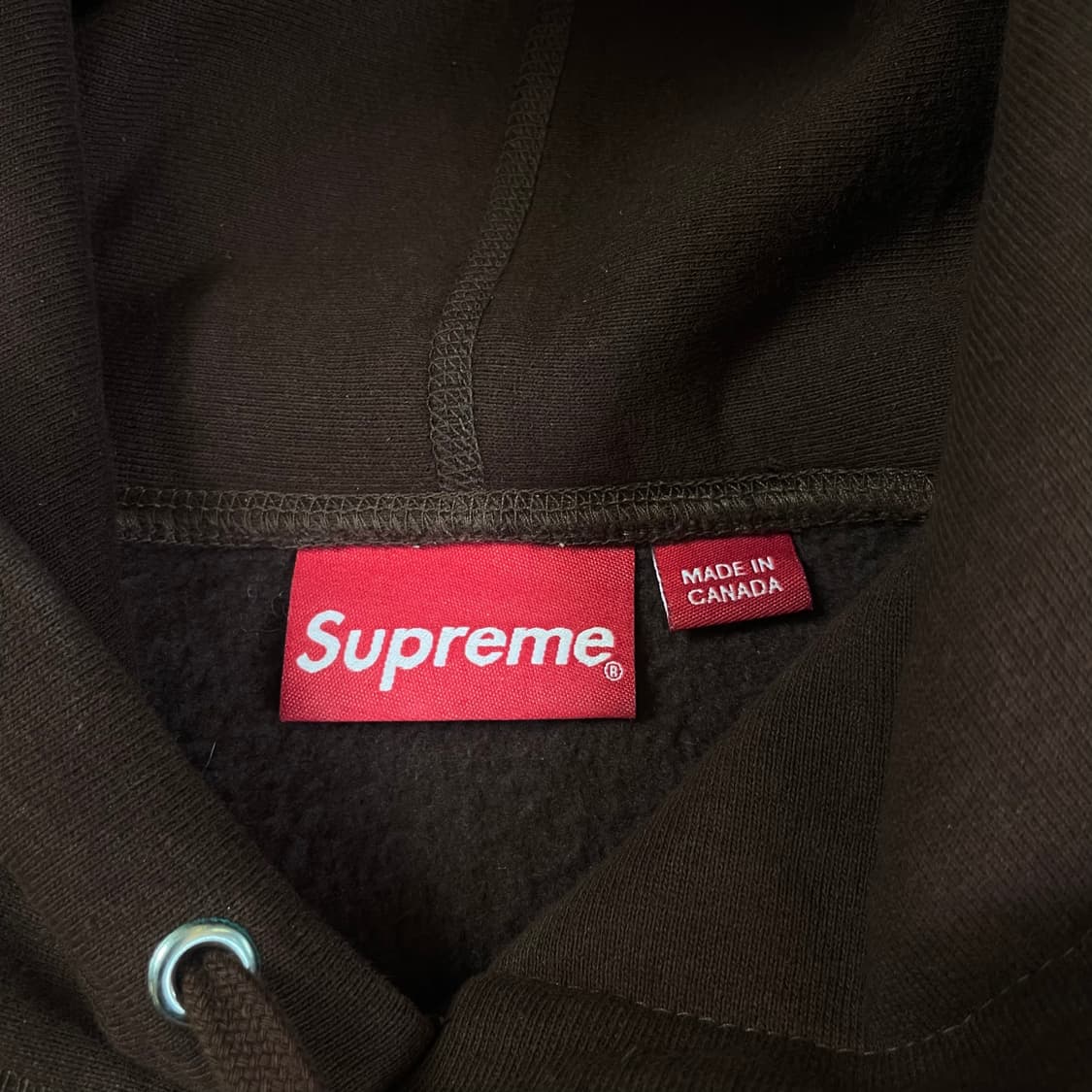 슈프림 브라운 로고 자수 후드티 L 상품이미지7