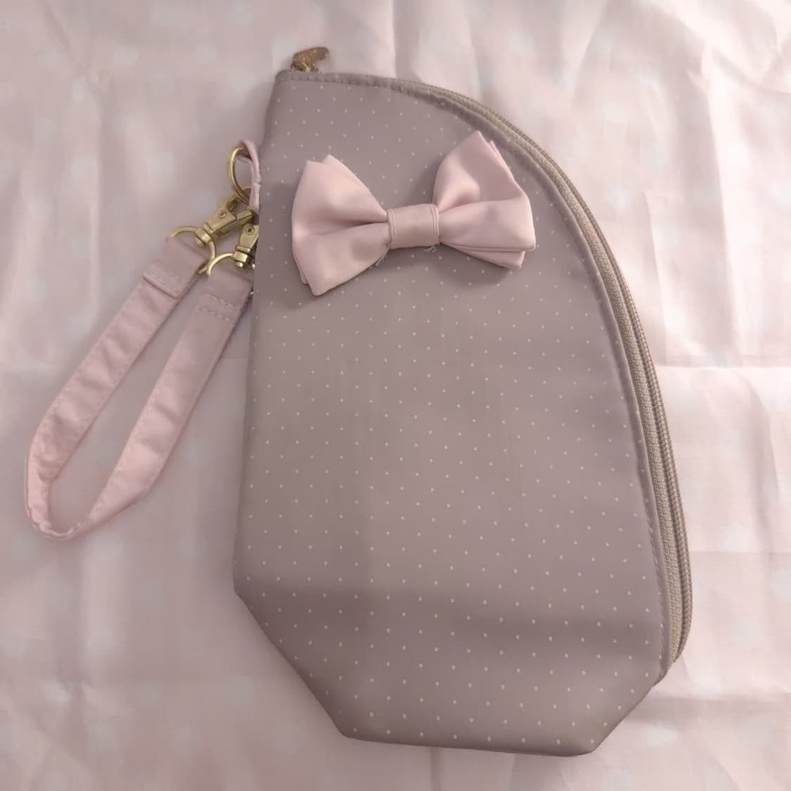 일본 pinktrick 베이지 도트 리본 보냉 파우치 히메갸루 라떼갸루 상품이미지1