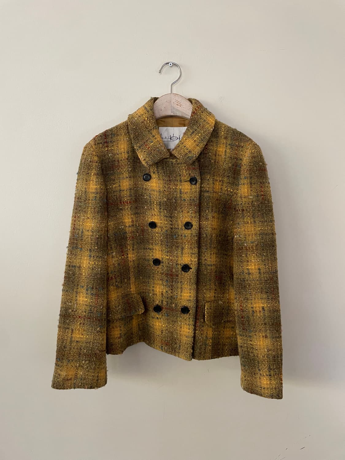 vintage yellow tweed double jacket 상품이미지3
