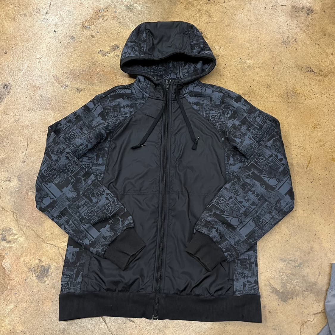 [정품/100] 아디다스 블랙 패턴 후드 집업 자켓 b19 상품이미지2