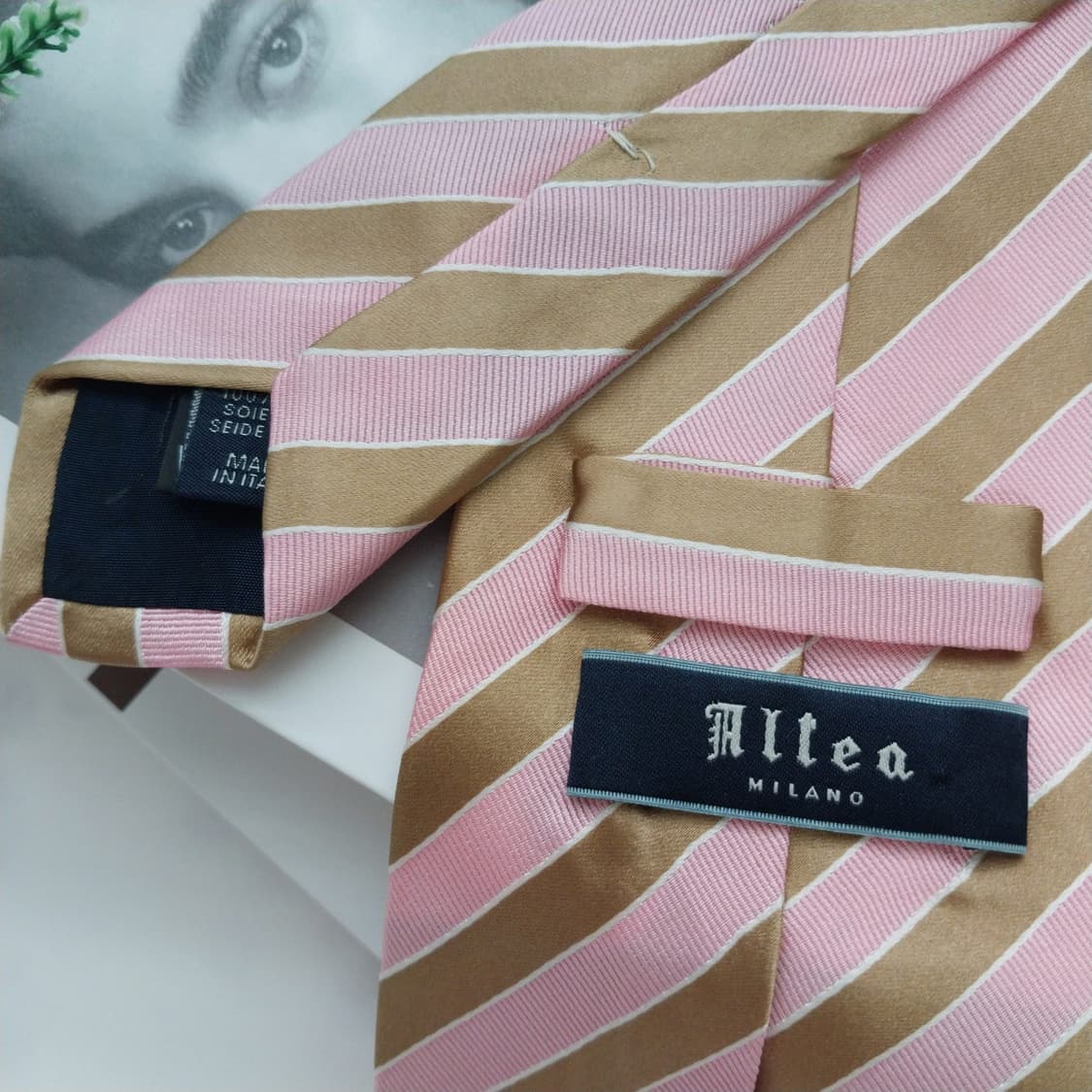 알테아 실크 핑크&브라운 스트라이프 넥타이 8.5cm A+등급 K854
 상품이미지4
