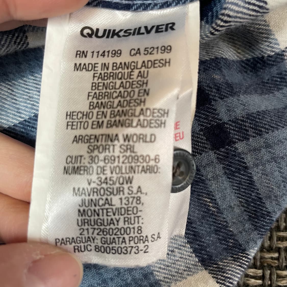 퀵실버 블루 체크 투포켓 플란넬 모던핏 셔츠 M 상품이미지6