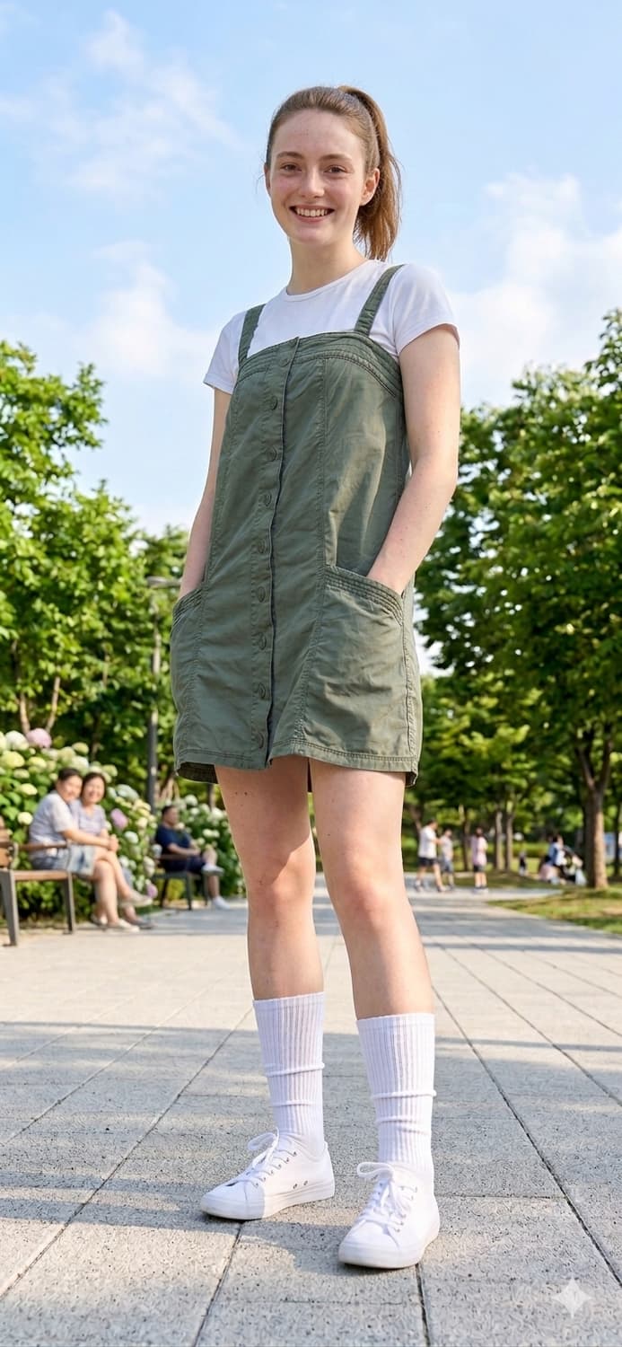 [M] 사브로쿠(SABUROKU) 빈티지 카키 워크웨어 버튼 원피스 상품이미지1