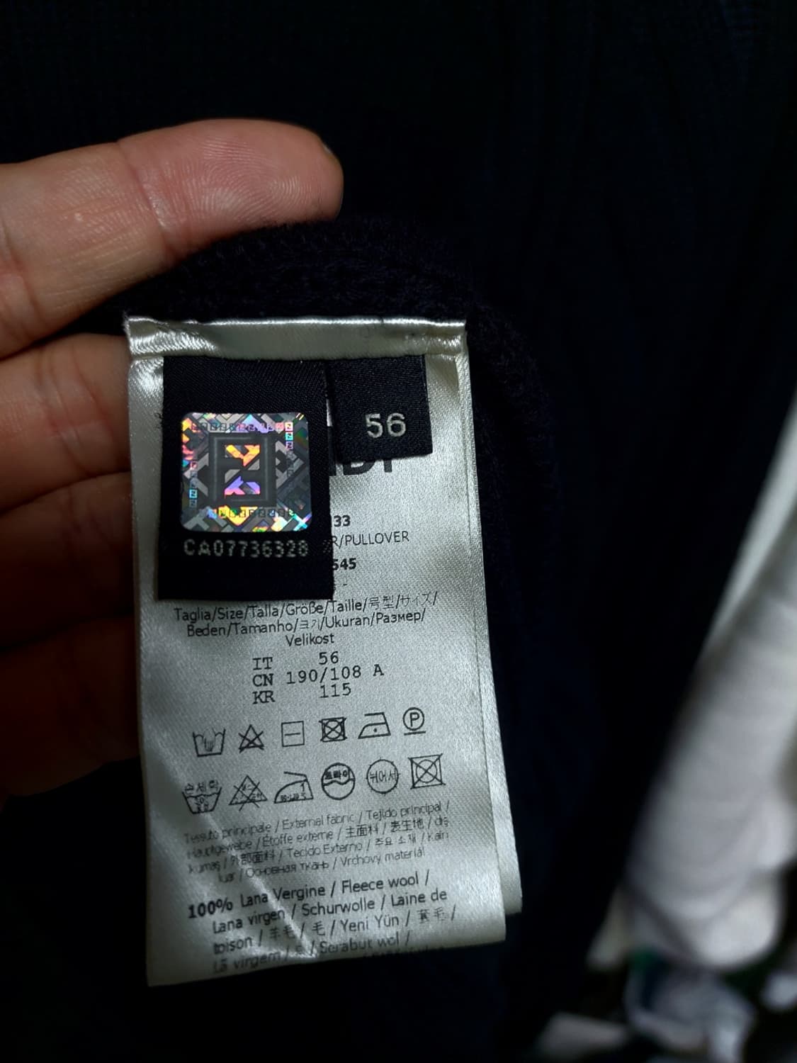 펜디 블랙 로고 울 골지 니트 56 정품검수완료 상품이미지4