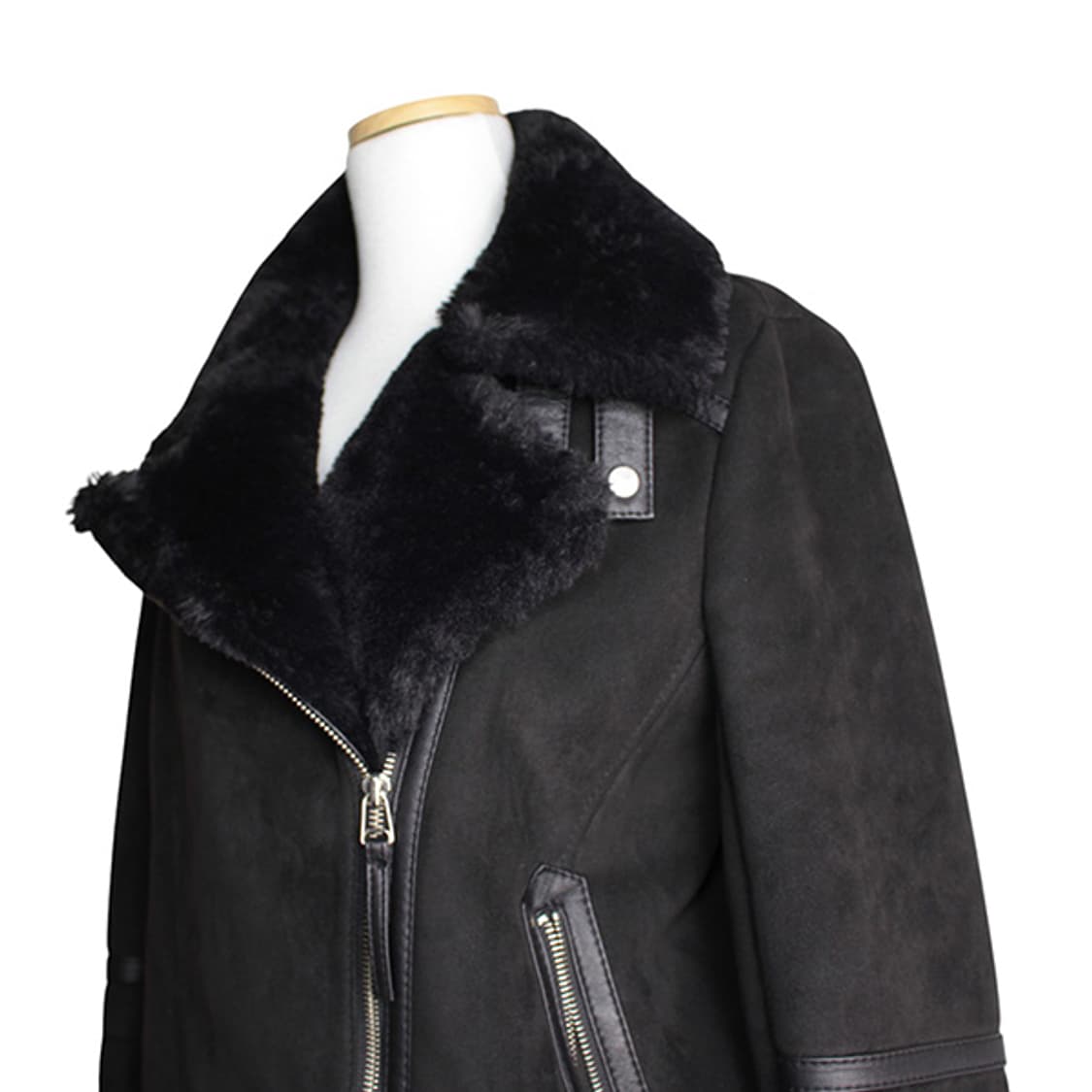 주시주디 블랙 무스탕 스타일 페이크 퍼 자켓 44, 55 상품이미지4