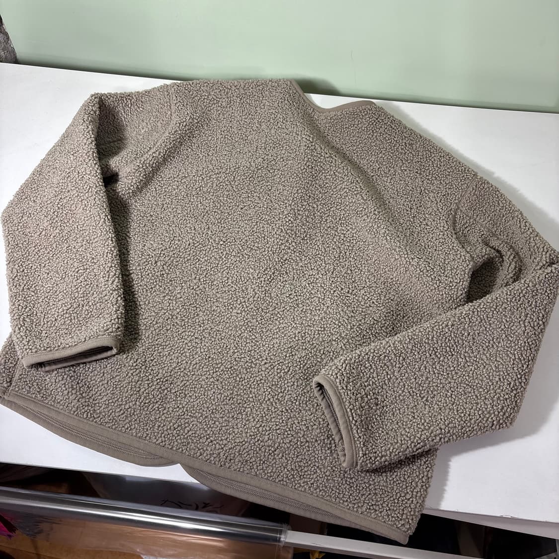 우먼M-L 유니클로 베이지 뽀글이 후리스자켓 상품이미지3