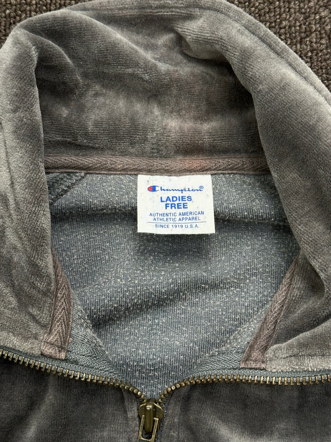 OS)챔피온 빈티지 여성 그레이 벨벳 집업 상품이미지7
