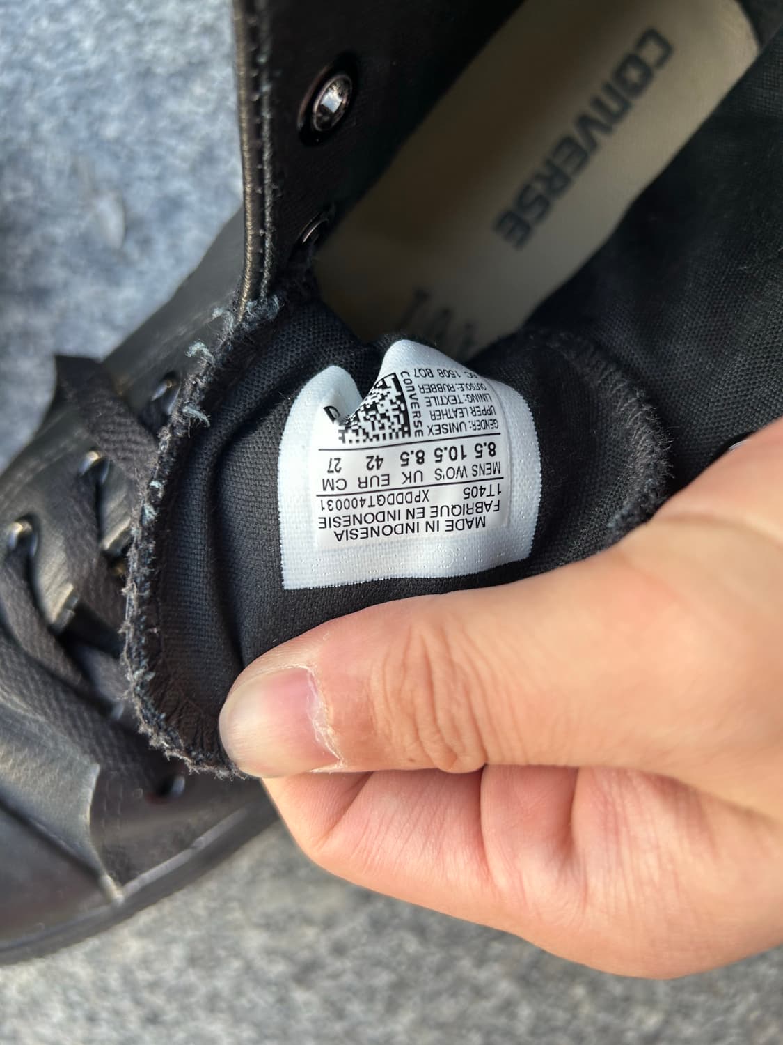 컨버스 올블랙 레더 하이 270size 상품이미지6