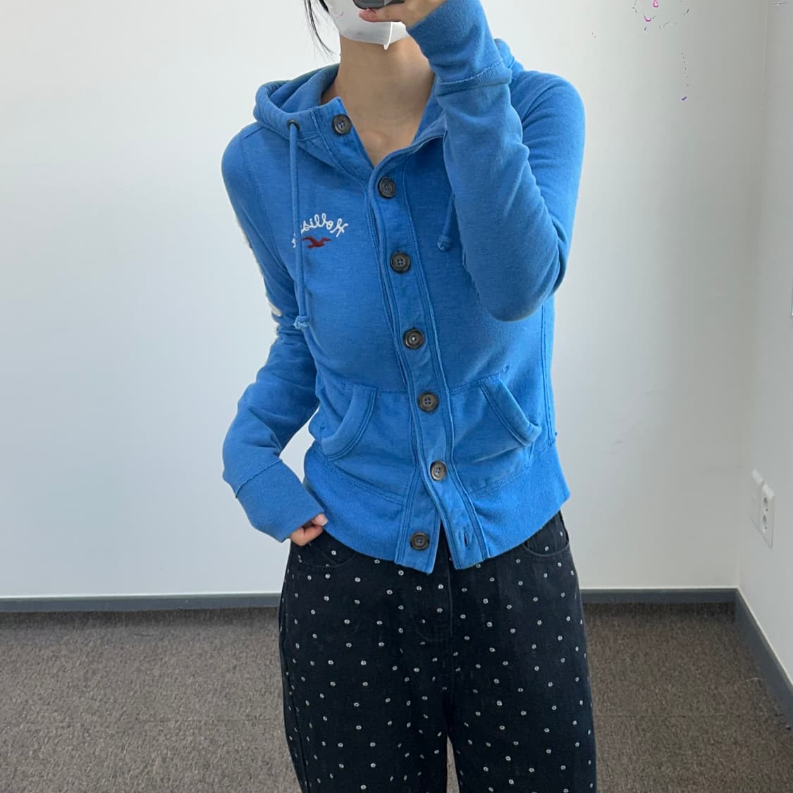 Hollister 홀리스터 사이드 로고 블루 후드집업 상품이미지1