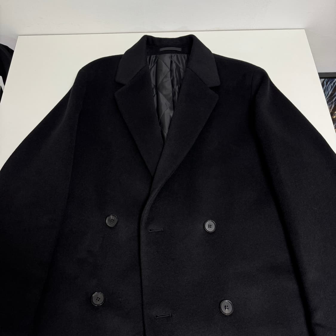 지오송지오 블랙 더블 버튼 롱 코트 95 상품이미지2