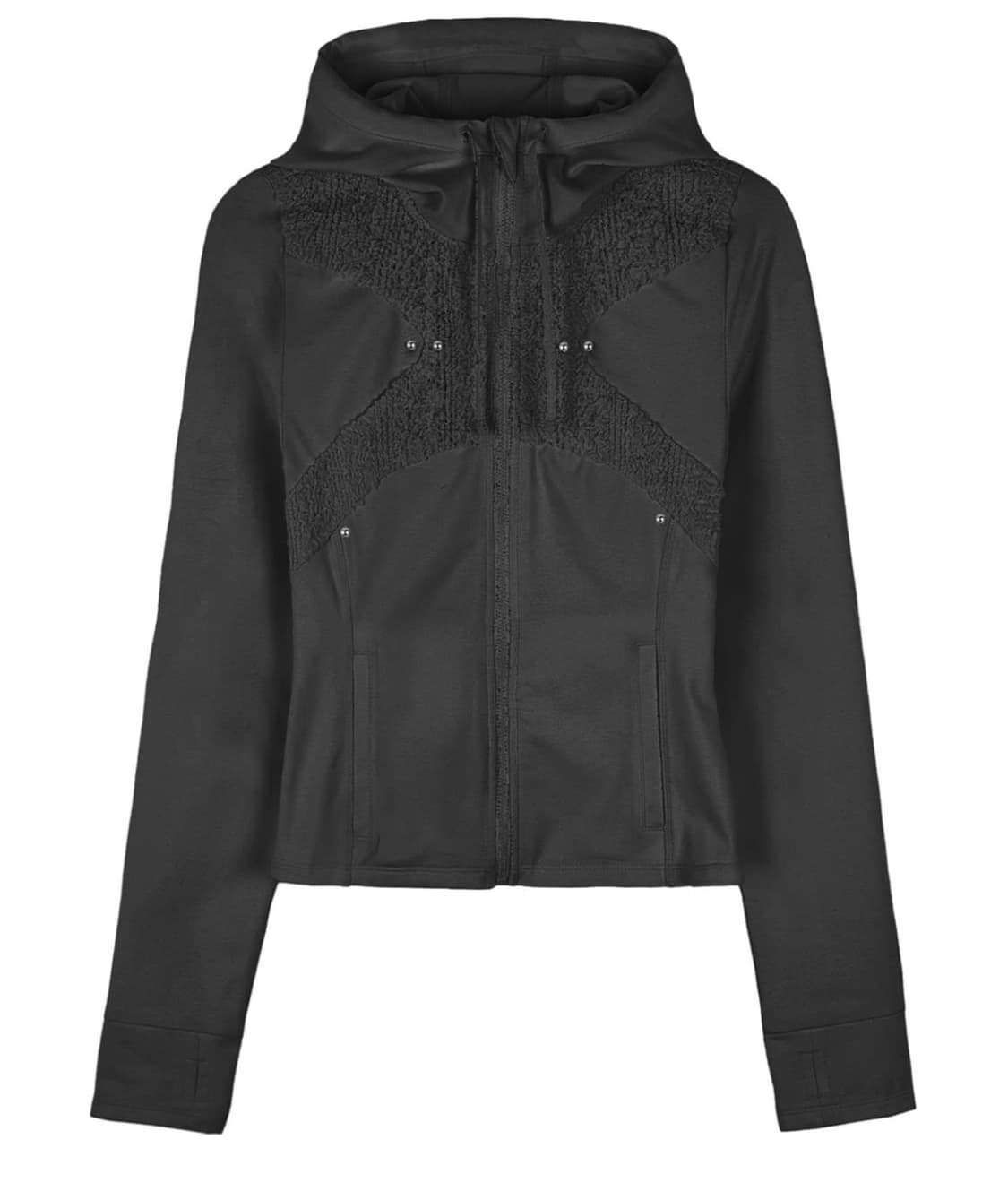 Pierced finger hole hoodie jacket (Black 상품이미지2