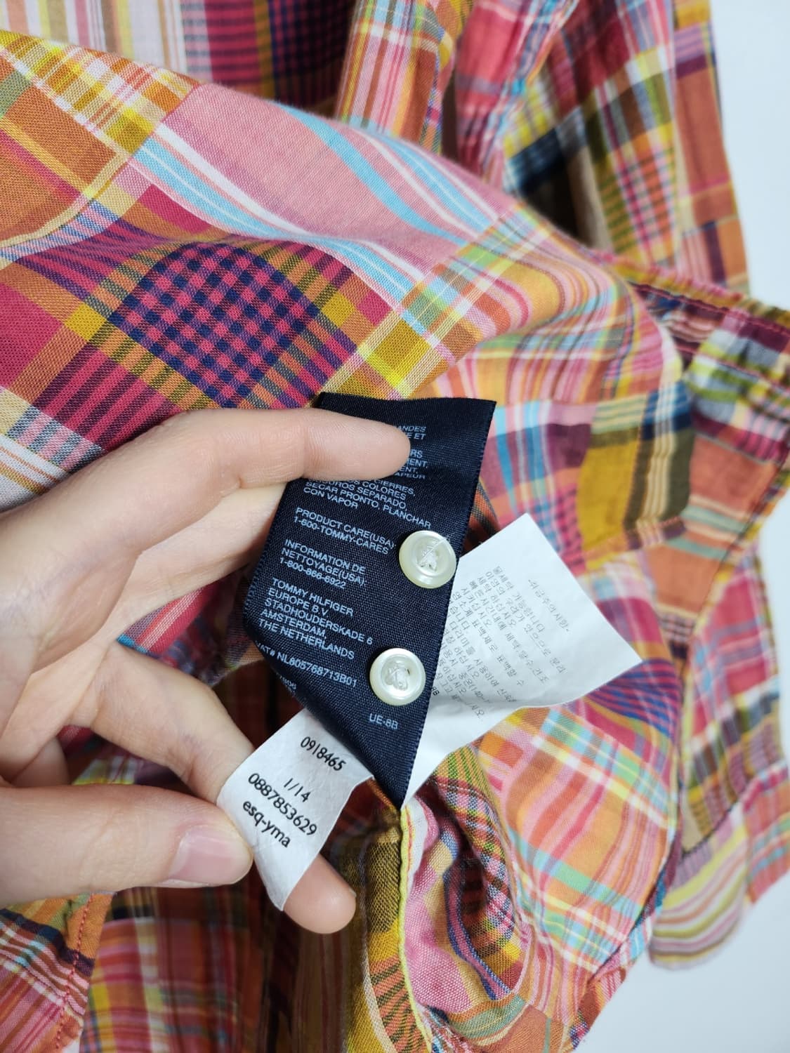 S 타미 힐피거 슬림핏 패치워크 멀티 체크 셔츠 상품이미지3