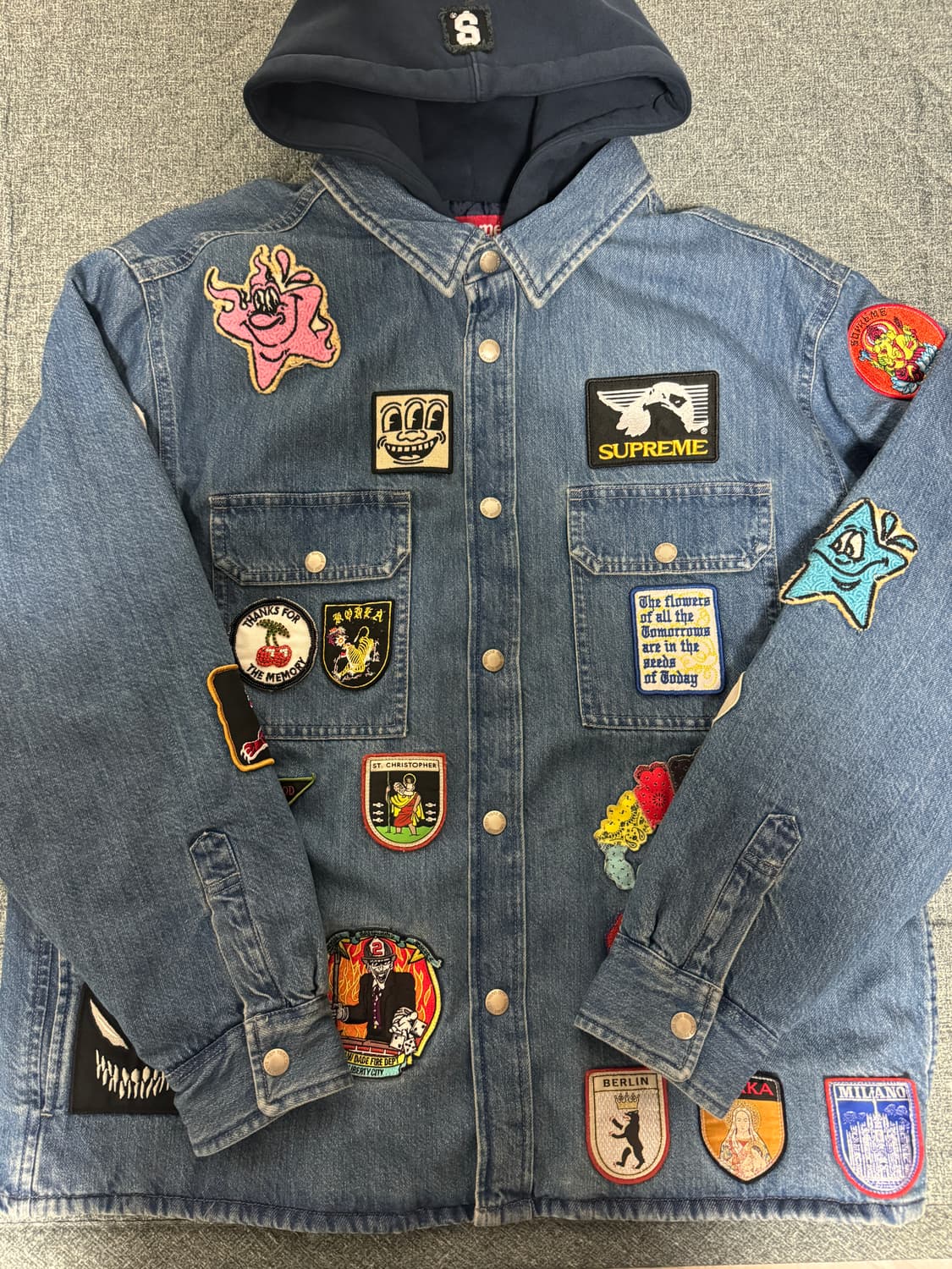 (S)슈프림 패치스 후드 집업 셔츠 데님 상품이미지1