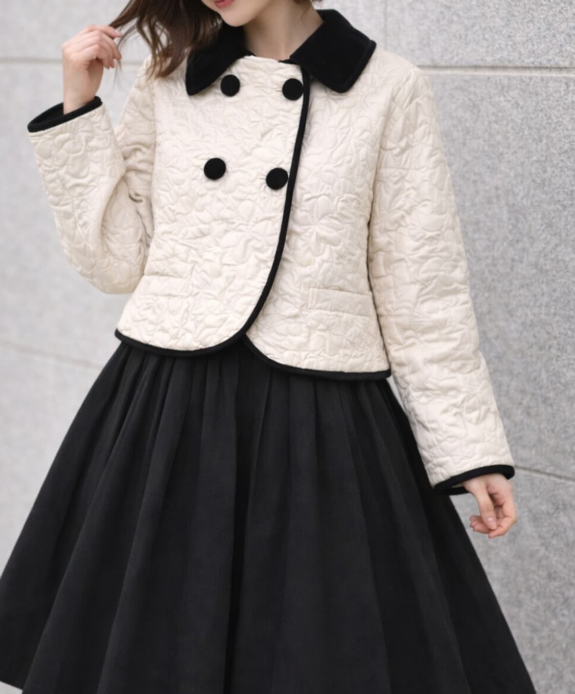 쿠오세 벨벳카라 퀄팅자켓 상품이미지1