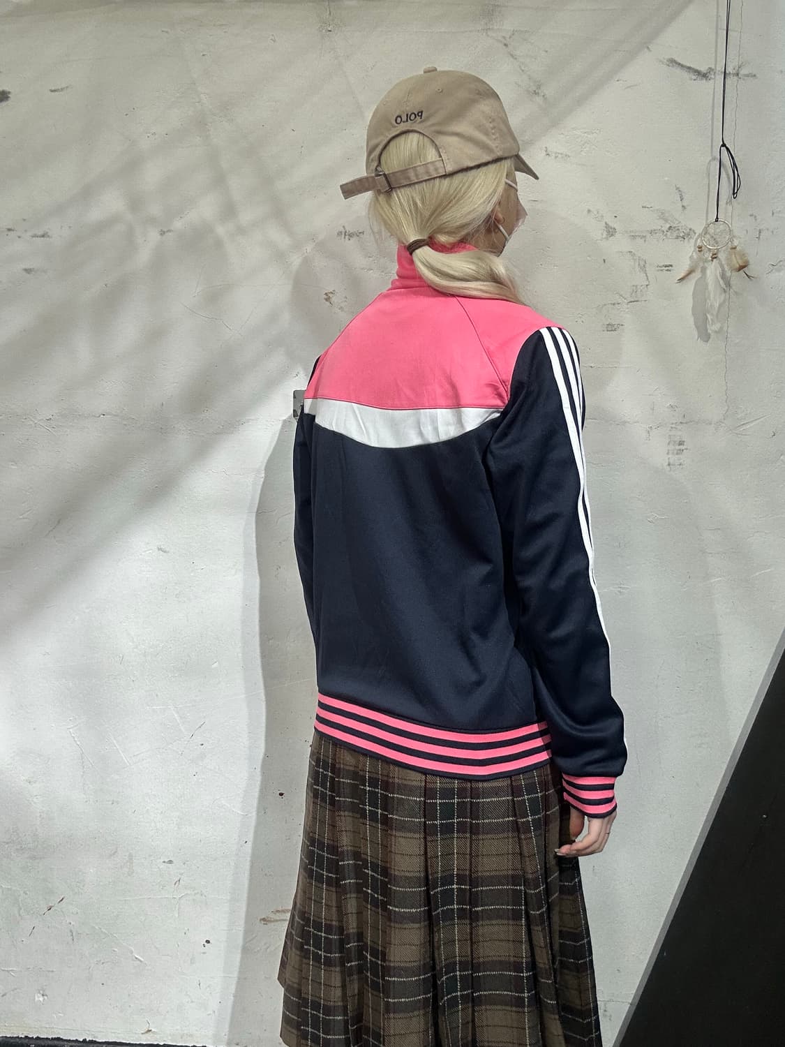 아디다스 핑크 네이비 화이트 삼선 트랙탑 져지 L 상품이미지3