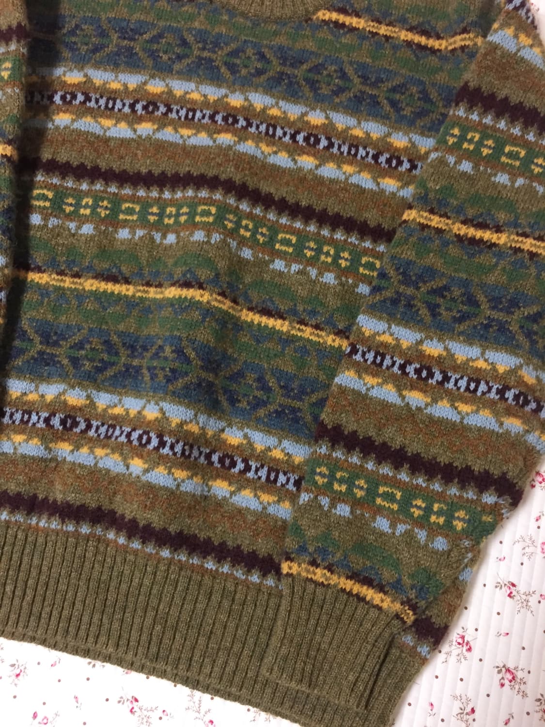 빈티지 모리걸 올리브 패턴 니트 상품이미지3