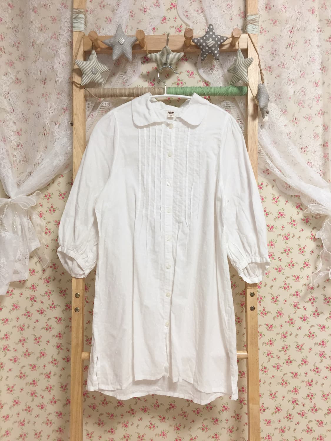 빈티지 모리걸 화이트 도트 둥카 블라우스 상품이미지1