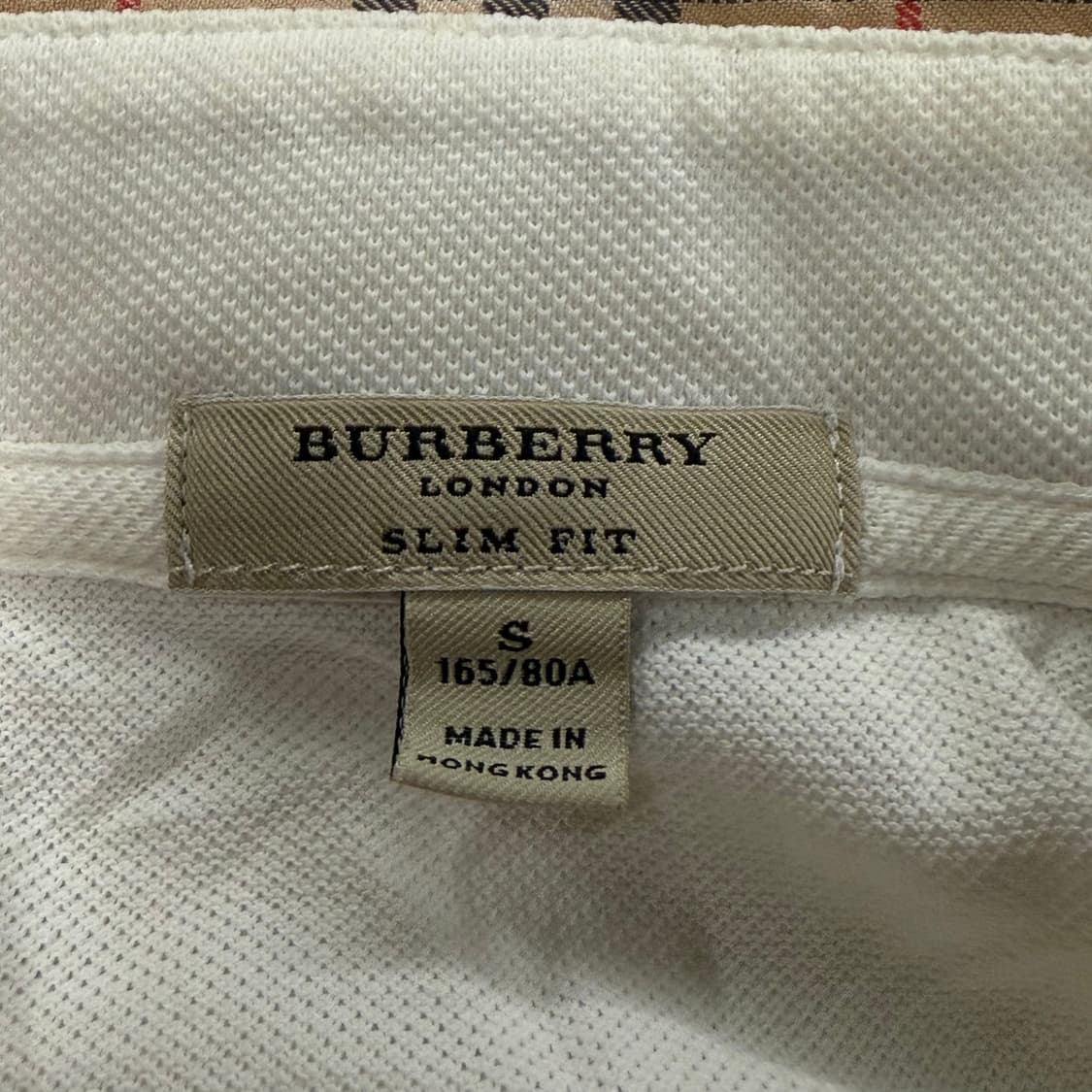 버버리 PK 체크 카라 화이트 긴팔 티 상품이미지5