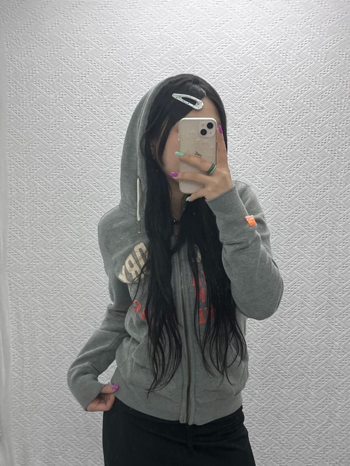 슈퍼드라이 빈티지 Y2K 키치 기모 후드 집업 S C07137 상품이미지2