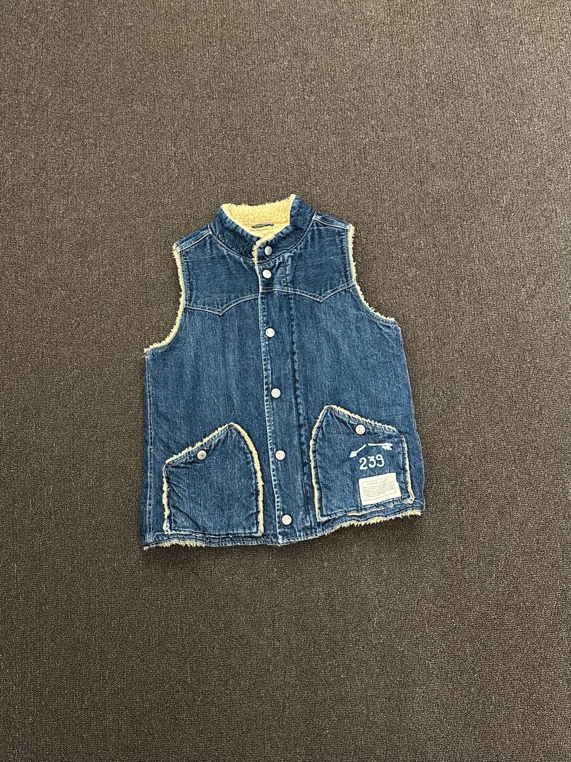 OS)아메리카 빈티지 인디고 데님 셰르파 베스트 상품이미지1