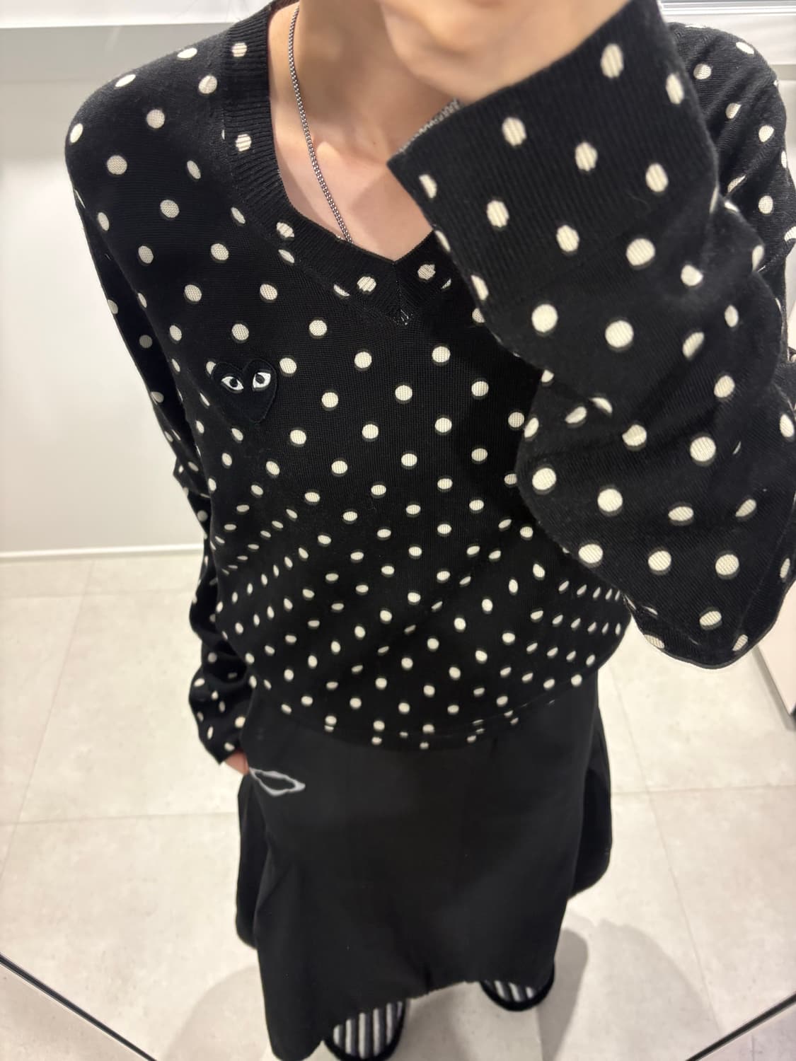 희귀)꼼데가르송 블랙 도트 니트 + 🎀 랜덤의류 🎀 상품이미지1