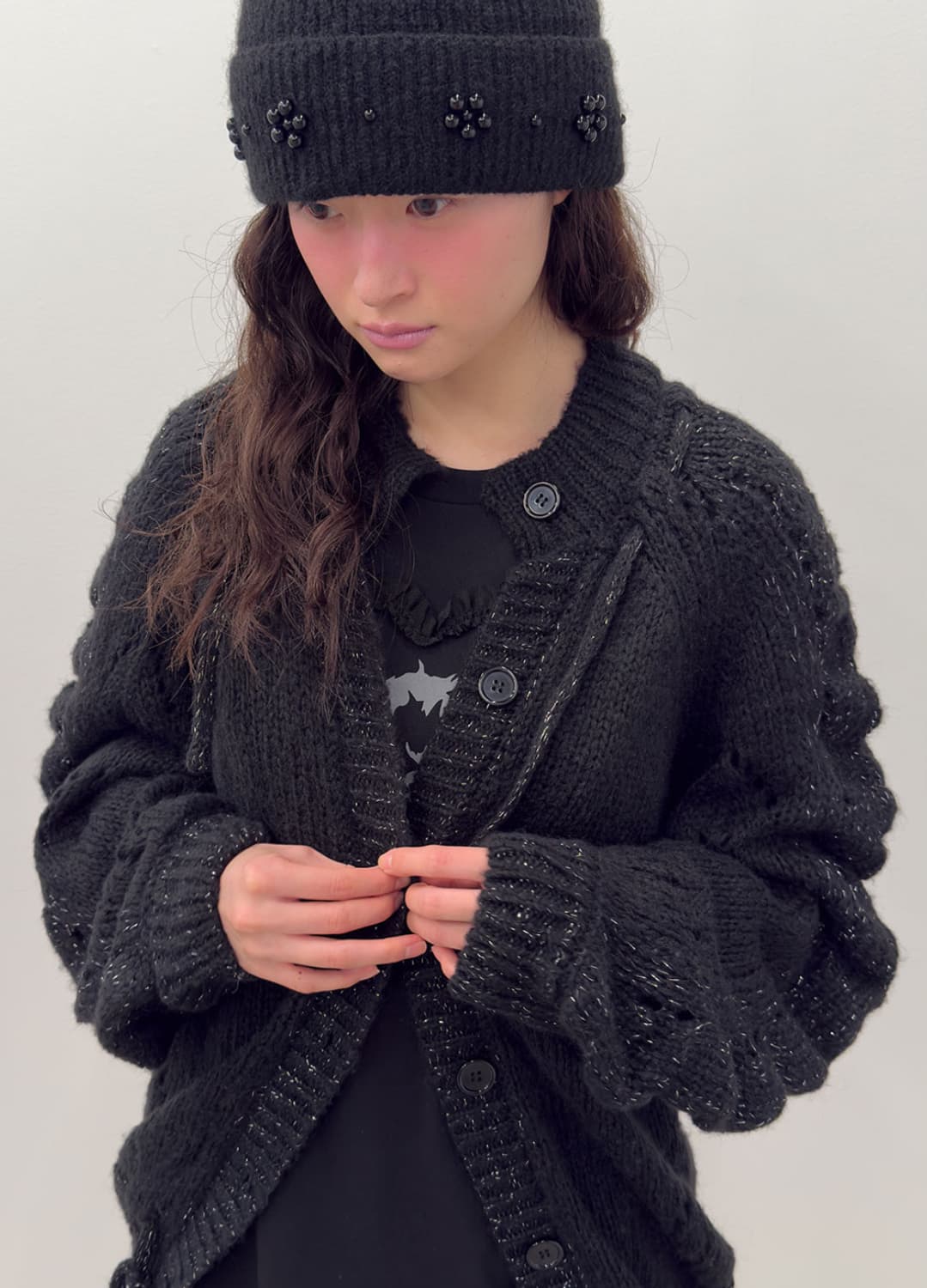 Glittered knit strap cardigan  상품이미지1
