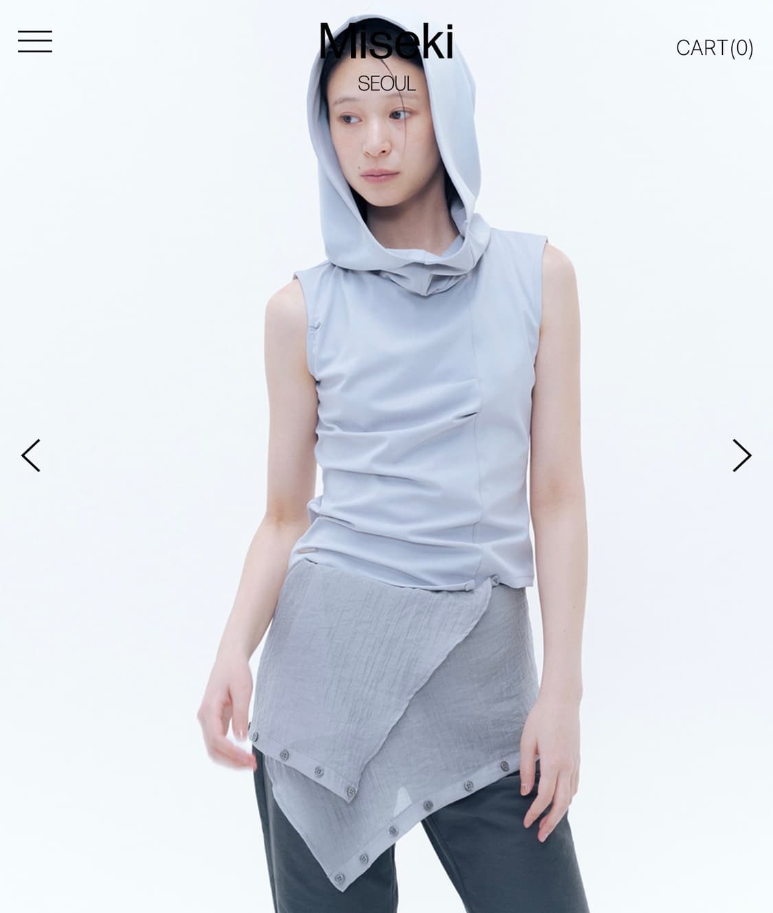 미세키서울 cowl neck pintuck sleeveless grey 상품이미지1