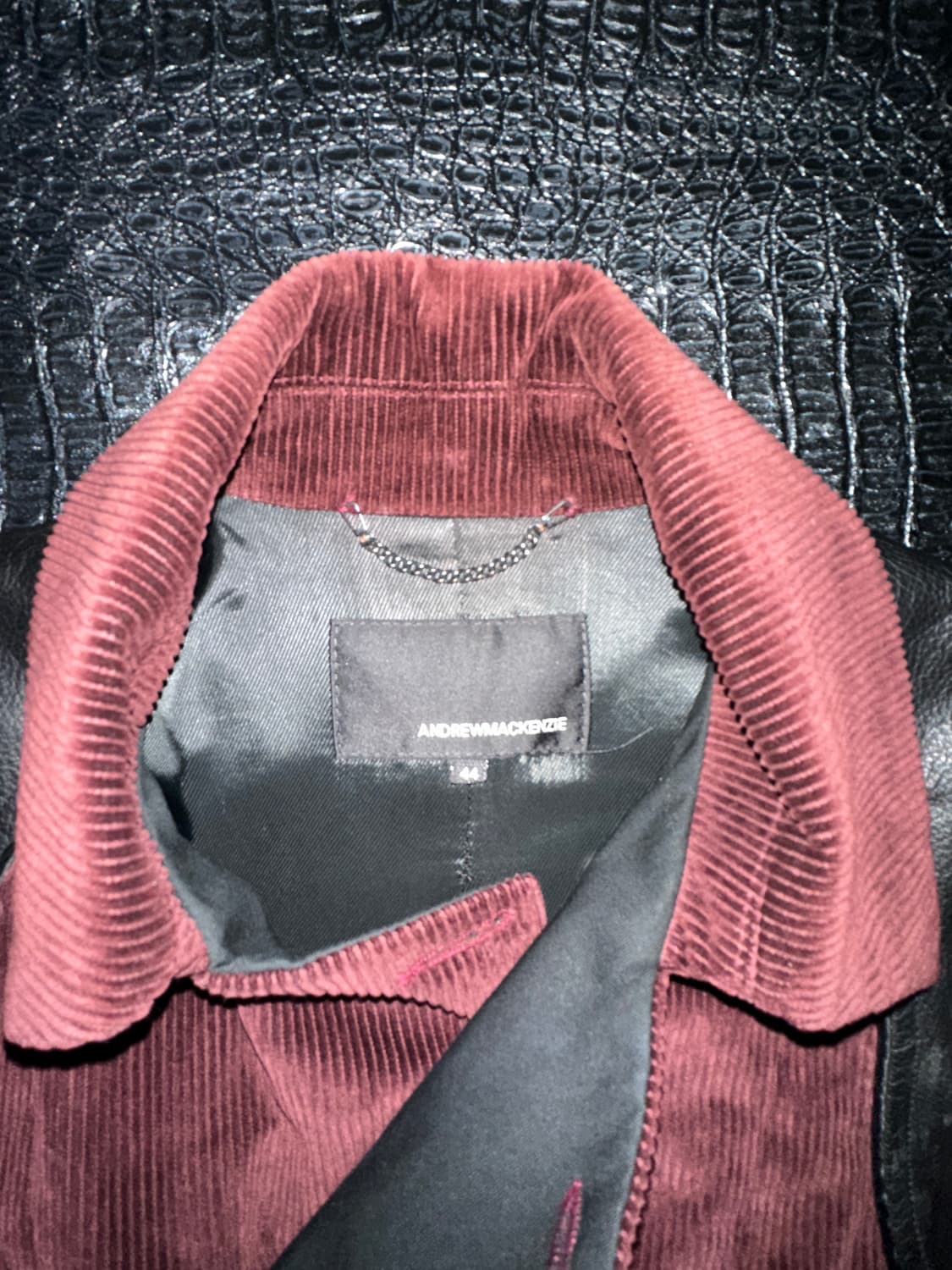 와인 코듀로이 아머 레더패널 자켓 상품이미지3