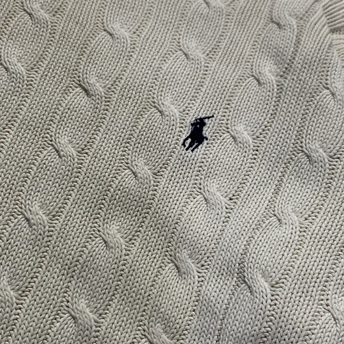 폴로 화이트 코튼 케이블 니트 상품이미지3