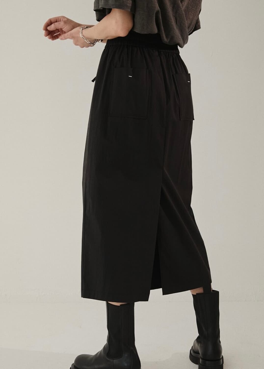 메종마레 cotton easy skirt 블랙 롱스커트 롱치마 상품이미지5