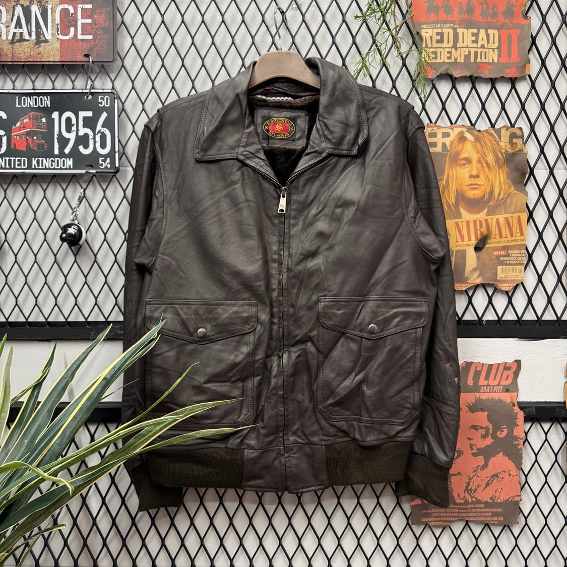 90s USA VINTAGE 레더 블루종 봄버자켓 다크브라운 상품이미지1