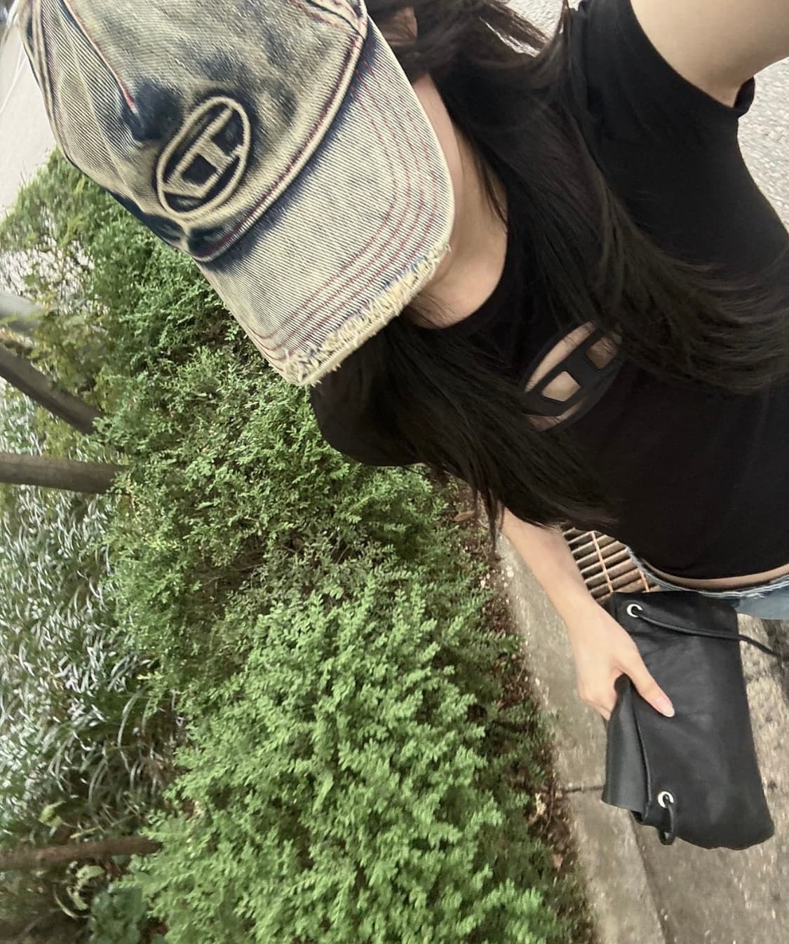 (W) 디젤 T-안지 피카부 로고 티셔츠 블랙 상품이미지1