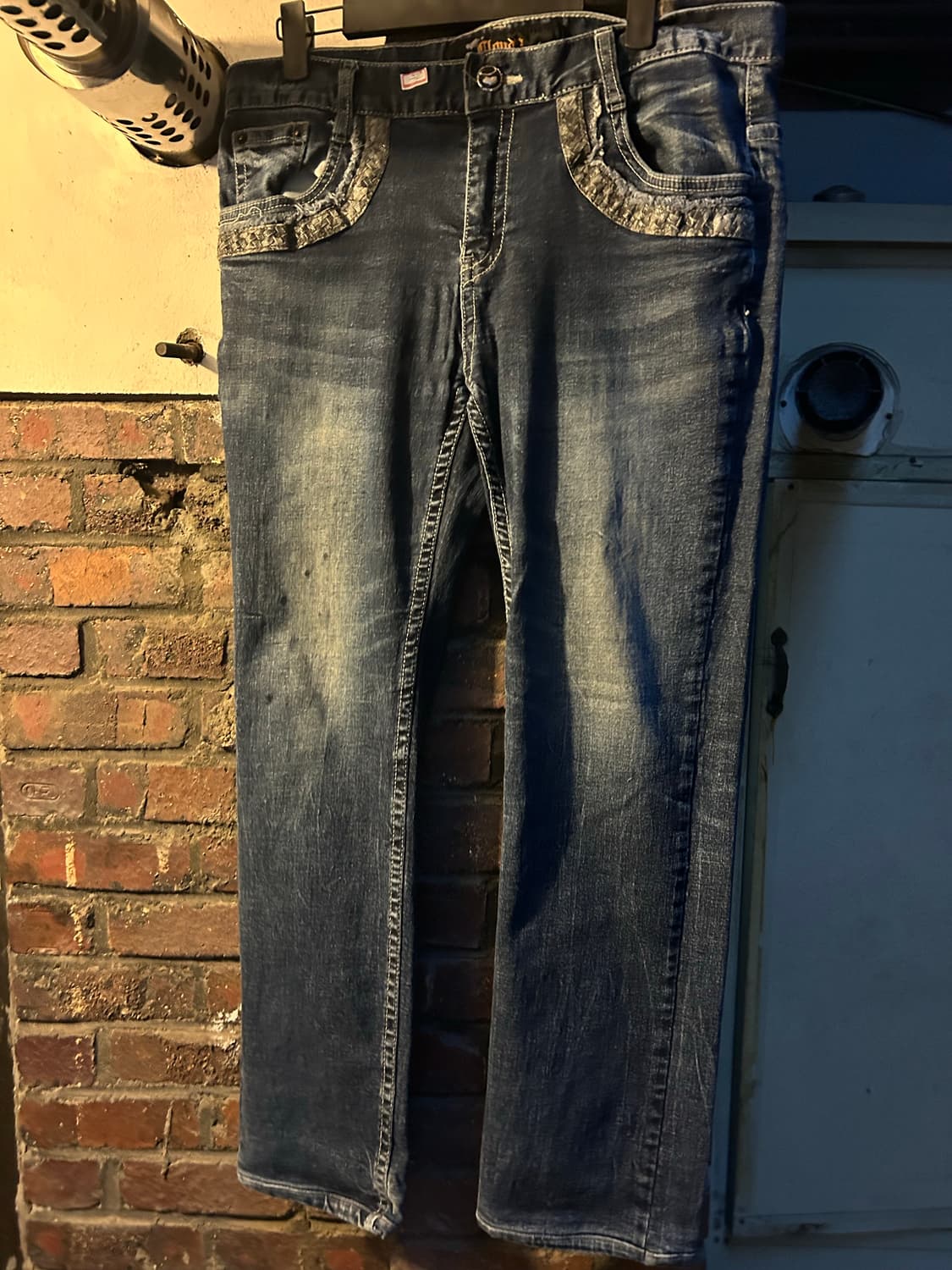 2000s clowd 72 펑크 크로스 디테일 데님팬츠 상품이미지4